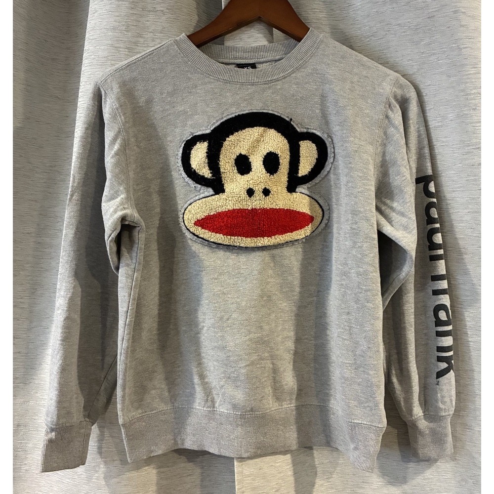 Paul Frank Sweatshirt Juniors Sz XS Monkey Face Sweater Spellout Gray